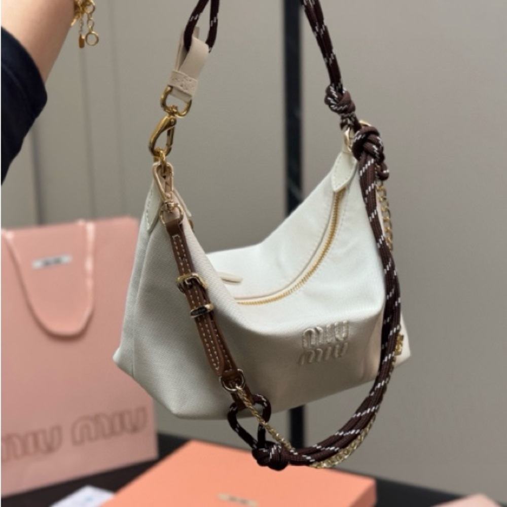 🎀 Miu Miu Canvas Mini Lunch Box Bag Rope Handle